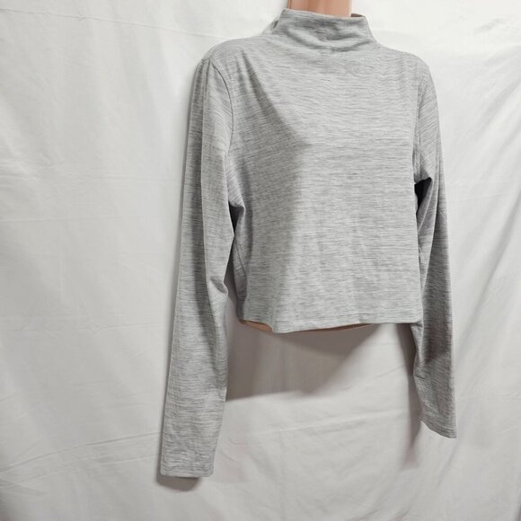 Lululemon All Aligned Mock Neck Long Sleeve Shirt Women Size 14 Gray Pinstriped - Picture 3 of 11